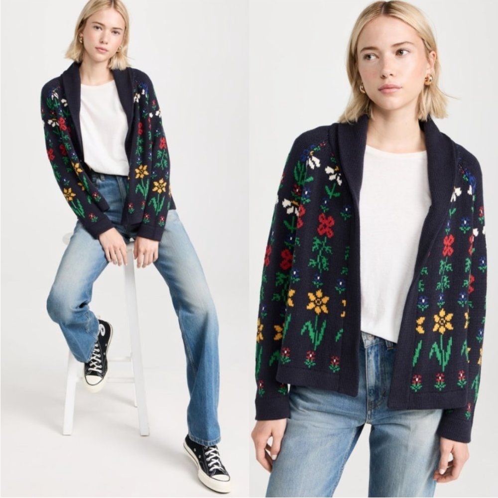 The Great. Garden Lodge Cardigan Sweater in Navy Floral. Size 1. - Picture 8 of 9